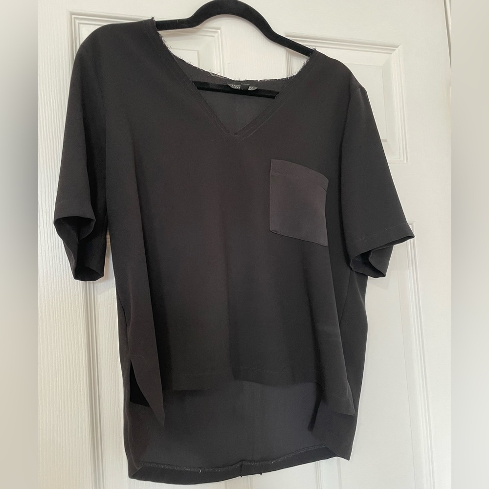 Topshop, black chiffon top with pocket